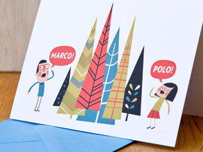 Marco! Polo! - Greeting Card character greeting card illustration retro
