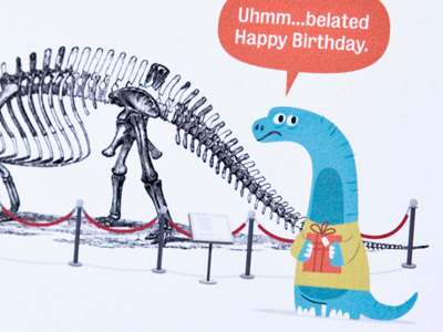 Awkward Dinosaur character dinosaurs greeting card illustration retro