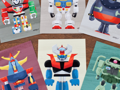 Giant Robots characters retro