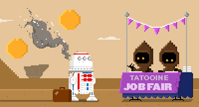 Tatooine Job Fair (Animated) 8bit animated gif bad motivator gif jawas pixel r5 d4 star wars tatooine