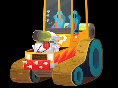 Vehicles with Treads Rule illustration retro texture tractor treads vehicle