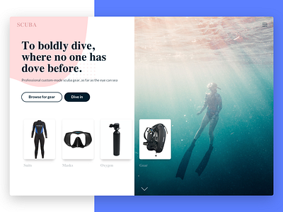 To boldly dive diving ecommerce gear landing page ocean scuba scuba diver sea ui web website