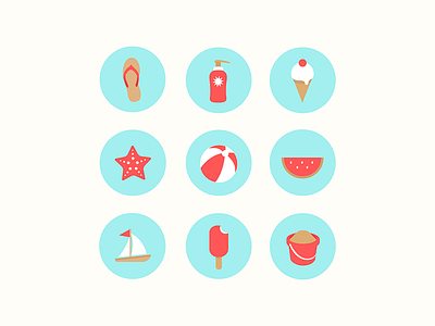 Summer Icons bright design fun icons illustration summer ui ux