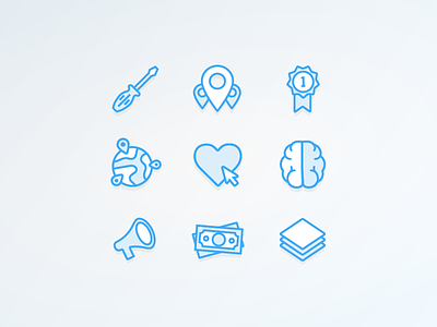 9 Blue Icons blue icons illustration set stroke ui