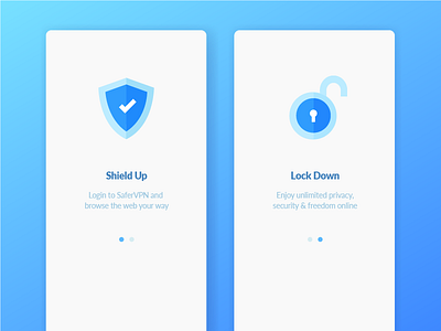 Shield Up, Lock Down app blue boarding ios safervpn ui ux