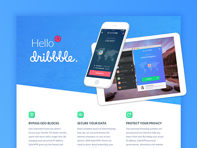 Hello Dribbble from SaferVPN content privacy safervpn security vpn