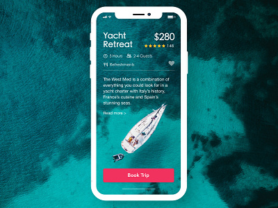 Yacht Retreat boat booking mobile sail trip ui water yacht