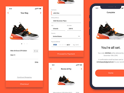 Mobile Payment Flow - Sneaker Culture app branding ecommerce iphonex payment form ui ui ux