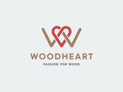 Logo for Woodheart branding craft inspiration lines logo love minimal passion w