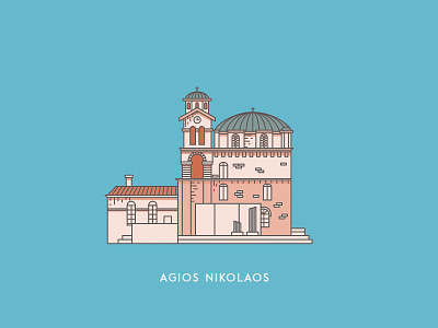 Agios Nikolaos (Saint Nicolas) 3 color color illustration inspiration lines poster print simple strokes