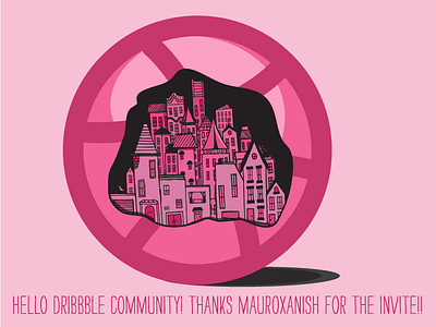 My Dribbble Debut basketball community debut dribbble invite illustration invite mauroxanish pink roberta hall thank you