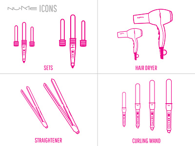 Nume Icons curling wand hair products icons nume sets straightener
