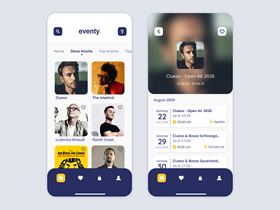 Eventy App app appdesign clean design events events app ios simple ticket user experience userinterface