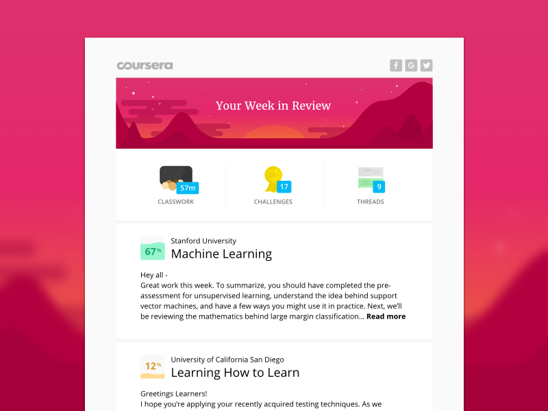 Twilight Sunset, Coursera Email Template sky stars mountains gamification nature education sunset illustration coursera email email template edtech