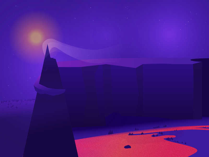 Planet XKP-2b game art frontier explore landscapes stars beautiful lakes lava illustration worlds planets space