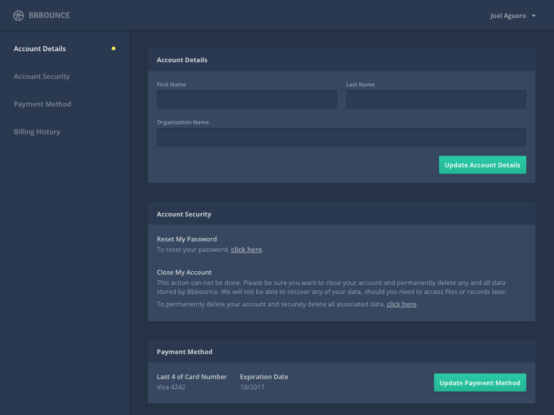 Account page dribbble