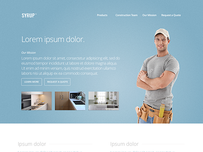 Syrup Construction blue construction friendly landing page light themed modern navigation simple thumbnails whitespace