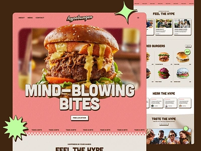 Relume Design League RD 1: Retro Burger Restaurant Landing Page burger design food graphic design interface landing page restaurant ui user experience ux web web illustration website