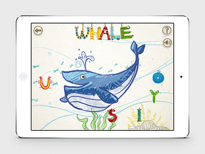 Whale doodle hand drawing ipad kids app sketch