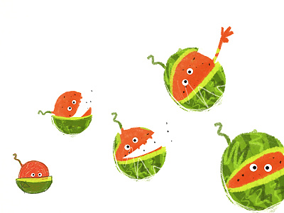Watermelon character design cute doodle fruit hand drawing illustration kids app watermelon