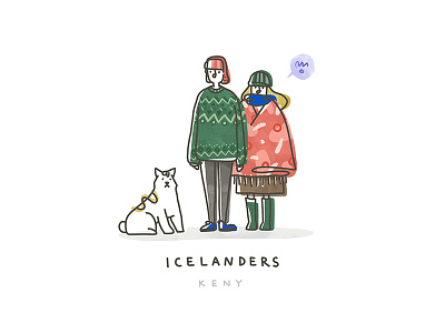 Icelanders art cat dog doodle drawing european iceland illustration people sketch winter