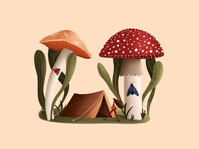 Mushrooms 2d colors digital illustration illustration mushrooms pocreate texture