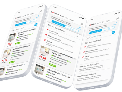 Hotwire User Tips mobile app design mweb product design