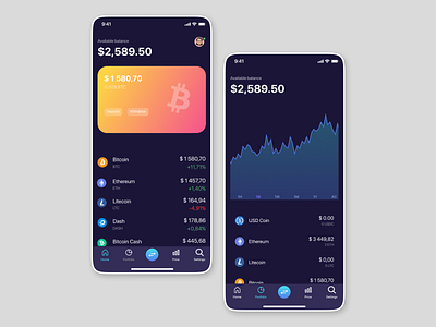 Cryptocurrency service UI concept