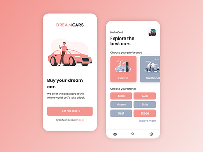 Dream Cars App app buy car car car app design illustration minimal mobile typography ui ui ux ux