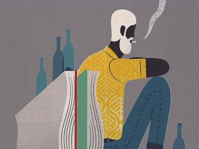 Something for The New York Times Book Review books drunk graphic illustration smoking textures writers