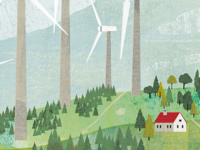 Been working with a heavy amount of textures recently graphic green energy hills illustration textures trees wind turbines