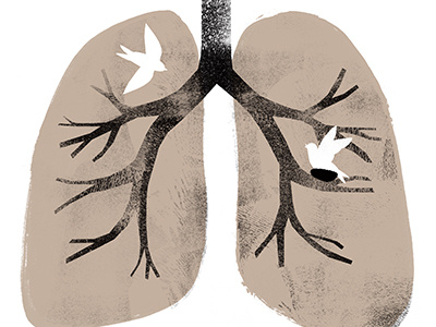 Language of Dying birds book review graphic illustration lungs textures