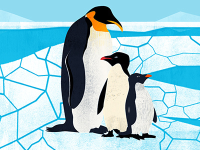 Some penguins from something larger antarctica book review editorial graphic ice illustration penguins texture