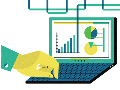 WIP data editorial graphic hand illustration laptop