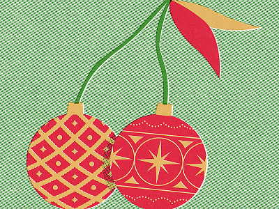 Glass cherries Christmas crop christmas graphic illustration overprint pattern print texture