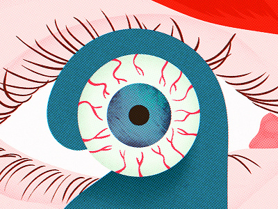 Dangers of sleep deprivation eyeball gains graphic halftone illustration mitch blunt pleasedonotdisturb sleep texture