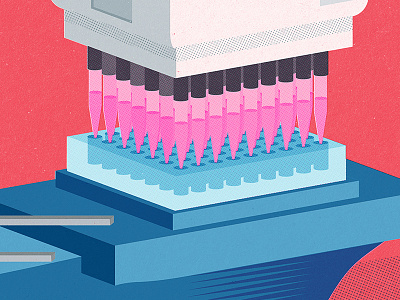 DNA Lab Details dna dots halftone handmade illustration pink science texture