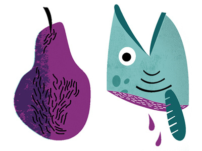 Rotten Pear & Fish Head editorial fish head food waste illustration