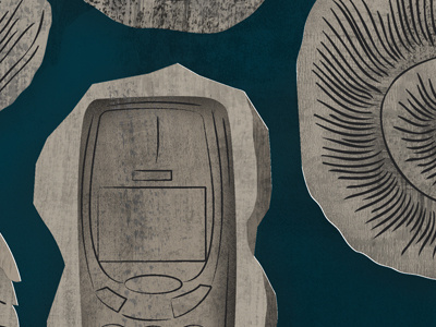 Fossilised Nokia 3210 editorial fossil illustration nokia