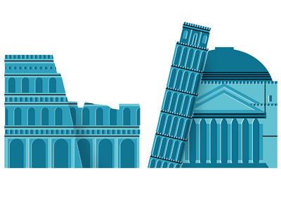 Some Italian landmarks coliseum illustration italy leaning tower of pisa pantheon