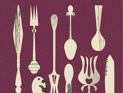 Baketober: Cutlery baking cutlery drawing drawing challenge food illustration illo illustration illustrator ink inking photoshop texture
