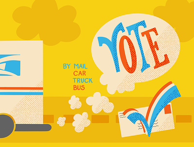 Go VOTE card illo illustration postcard postcard design retro vote vote2020