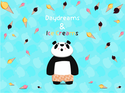 Panda Loves Ice Creams! animal beautiful branding chubby comic art concept cute art design drawing funny illustration illustrator logo panda logo ui vector illustration