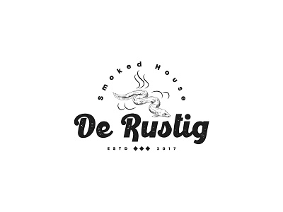 De Rustig Smoked House Logo Design branding design illustration logo logodesign minimalist vintage vintage font vintage logo