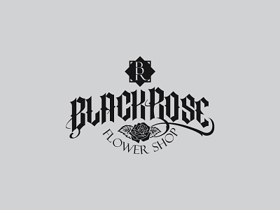 Black Rose Flower Shop Logo brand design branding design gothic gothic font heraldic heraldry icon illustration logo vintage vintage logo