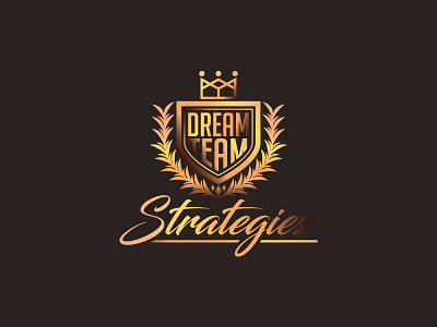 Dream Team Strategies brand design branding design heraldic heraldry heraldy icon illustration logo luxury retro script vintage