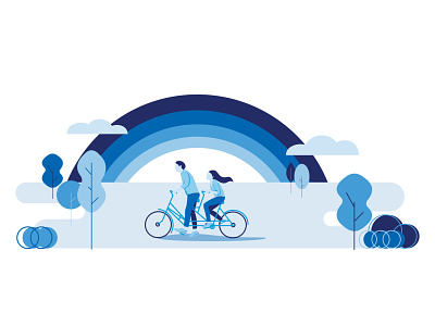 Blue Bikers adobe branding color design figure graphicdesign illustration illustrator procreate shapes