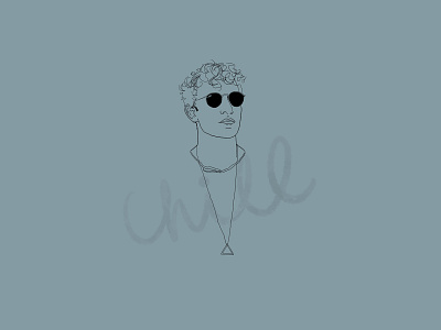 "Chill" album cover design album cover chill design illustration lettering line drawing minimalist modern monochromatic portrait procreate typography