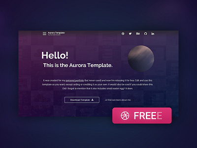 Free Aurora Template aurora css dark free html portfolio template