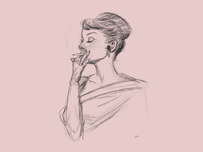 Audrey smoking drawing
